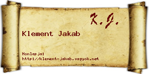 Klement Jakab névjegykártya
